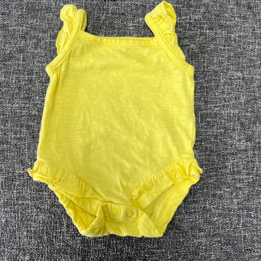 Girls 0-3 Month Sleeveless Plain Yellow Bodysuit (PIP)