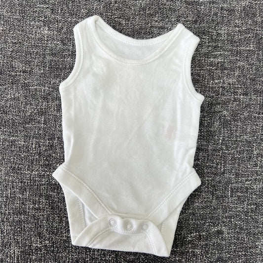 Unisex Newborn Plain White Sleeveless Bodysuit