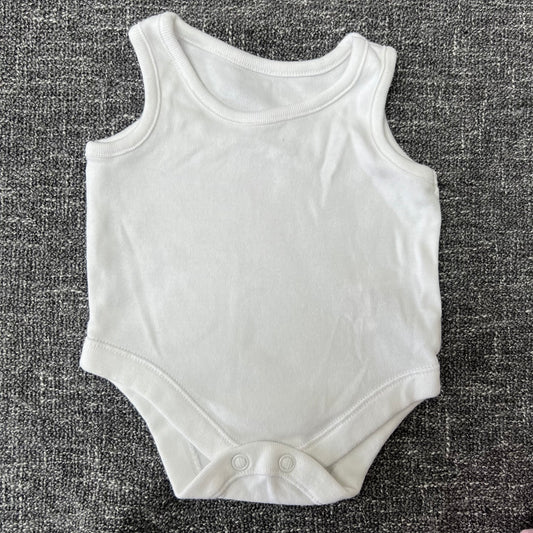 Unisex Newborn Plain White Sleeveless Bodysuit