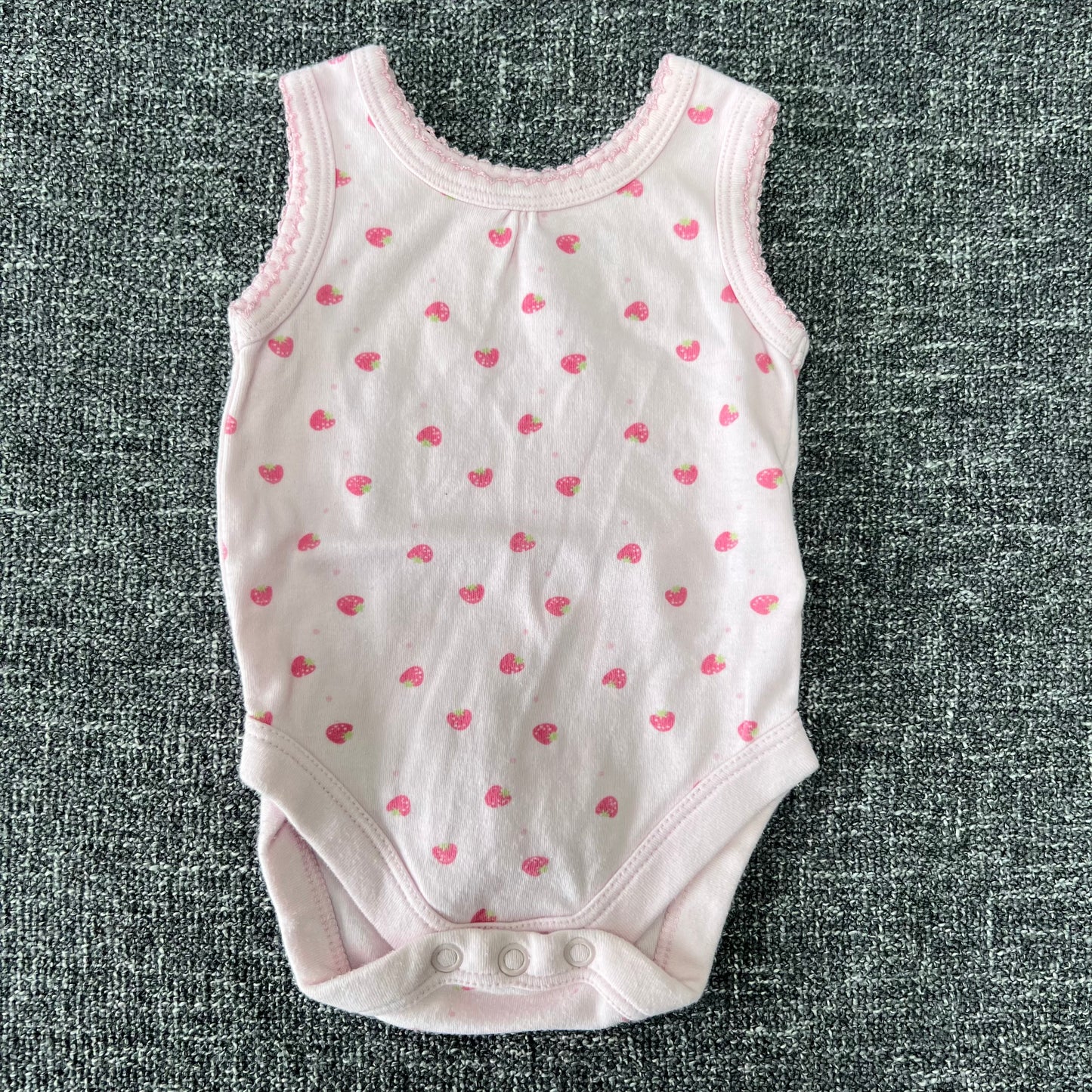 Girls Newborn Pink Strawberry Sleeveless Bodysuit