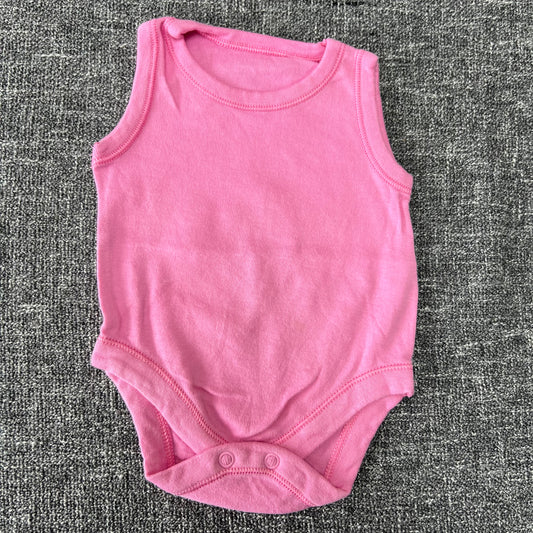 Girls Newborn Plain Pink Sleeveless Bodysuit