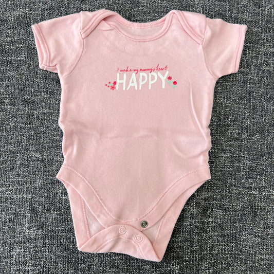 Girls Newborn "I make Mummy's heart happy" Pink Short Sleeved Bodysuit