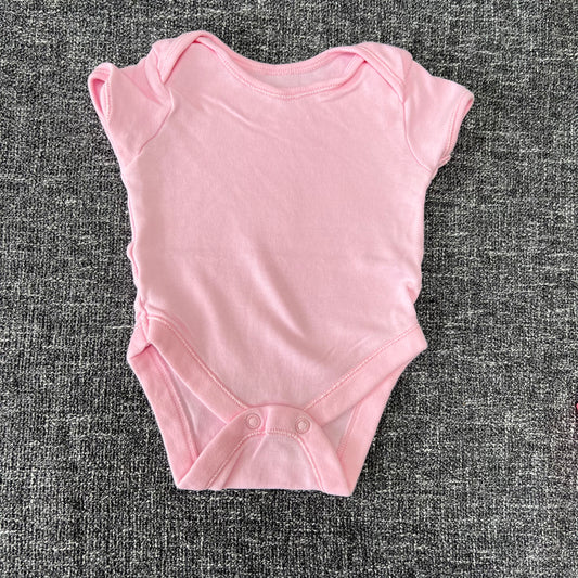 Girls Newborn Plain Pink Short Sleeved Bodysuit