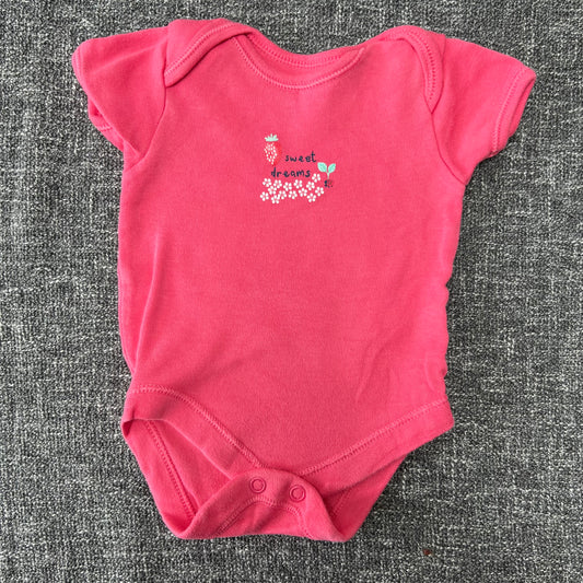 Girls Newborn "Sweet dreams" Pink Short Sleeved Bodysuit