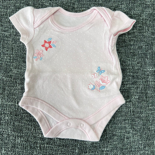 Girls Newborn Pink Floral Short Sleeved Bodysuit