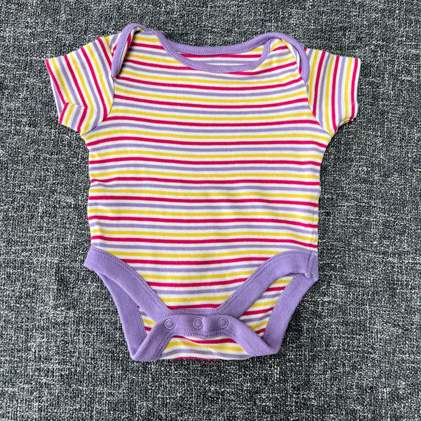 Girls Newborn Purple Striped Shirt Sleeved Bodysuit