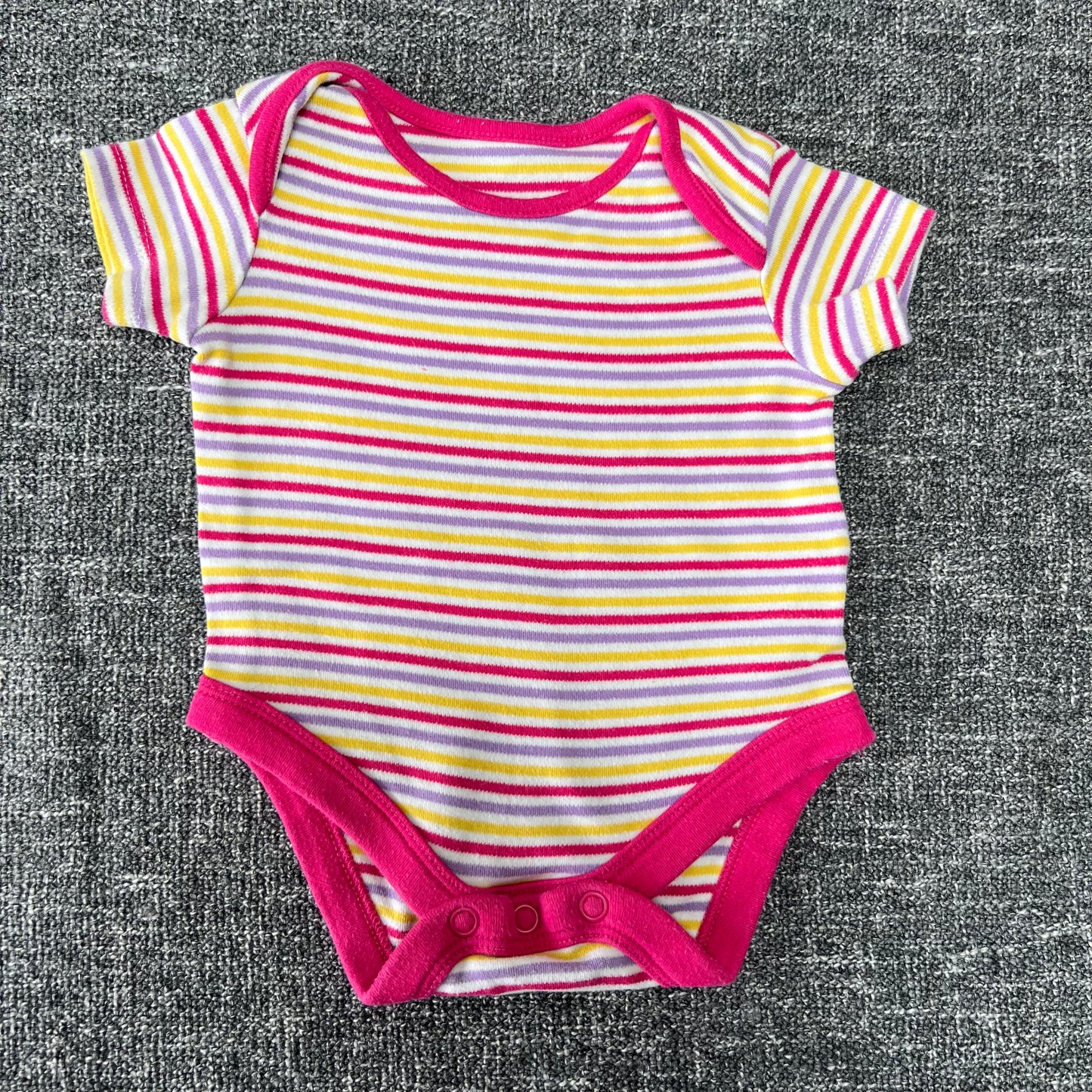 Girls Newborn Pink Striped Short Sleeved Bodysuit