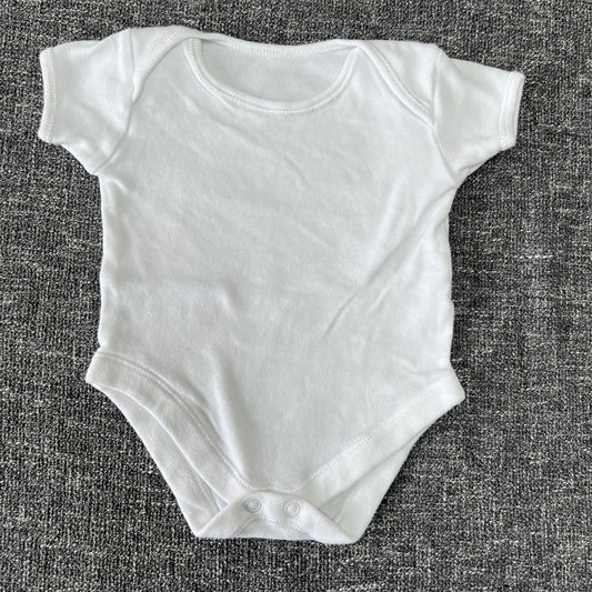 Unisex Newborn Plain White Short Sleeved Bodysuit