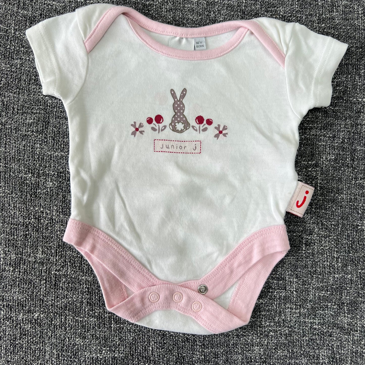 Girls Newborn White Rabbit Short Sleeved Bodysuit