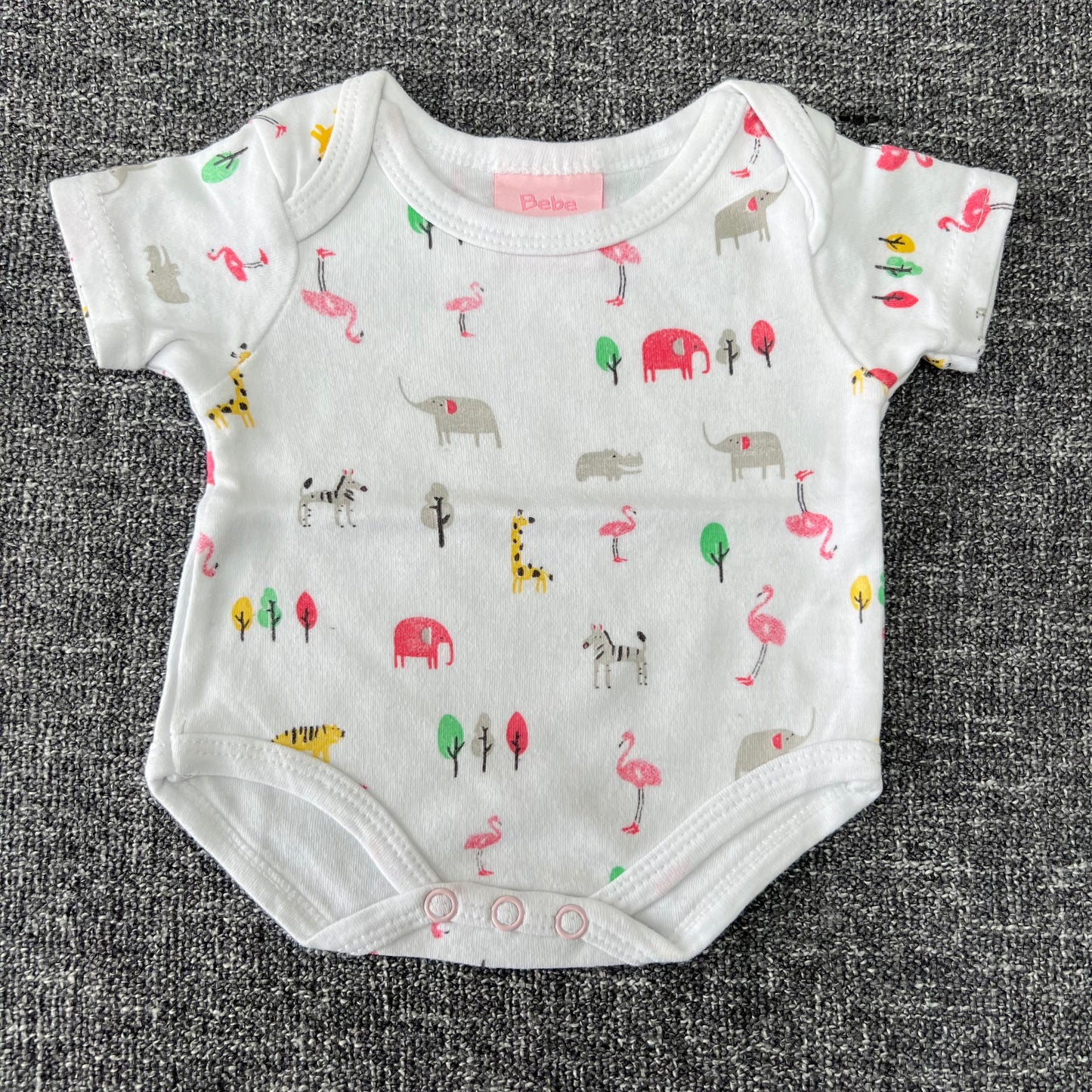 Girls Newborn White Animal Short Sleeved Bodysuit