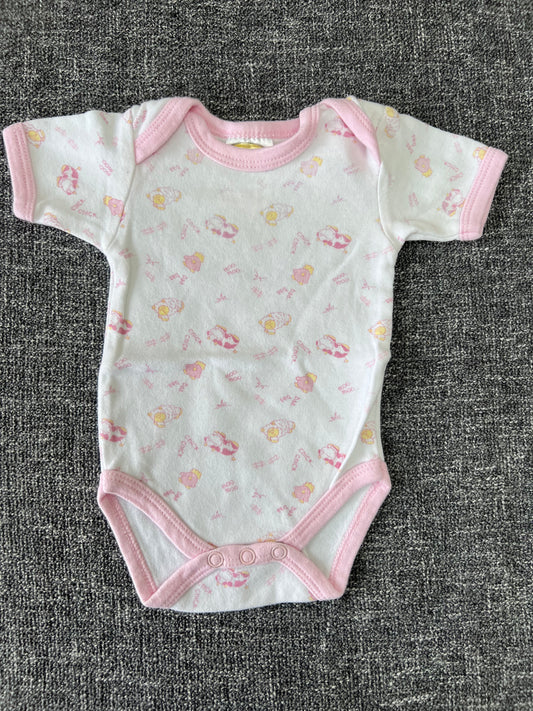 Girls Newborn White & Pink Animal Short Sleeved Bodysuit