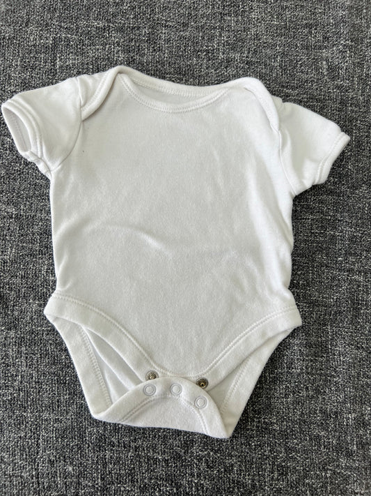 Girls Newborn Plain White Short Sleeved Bodysuit