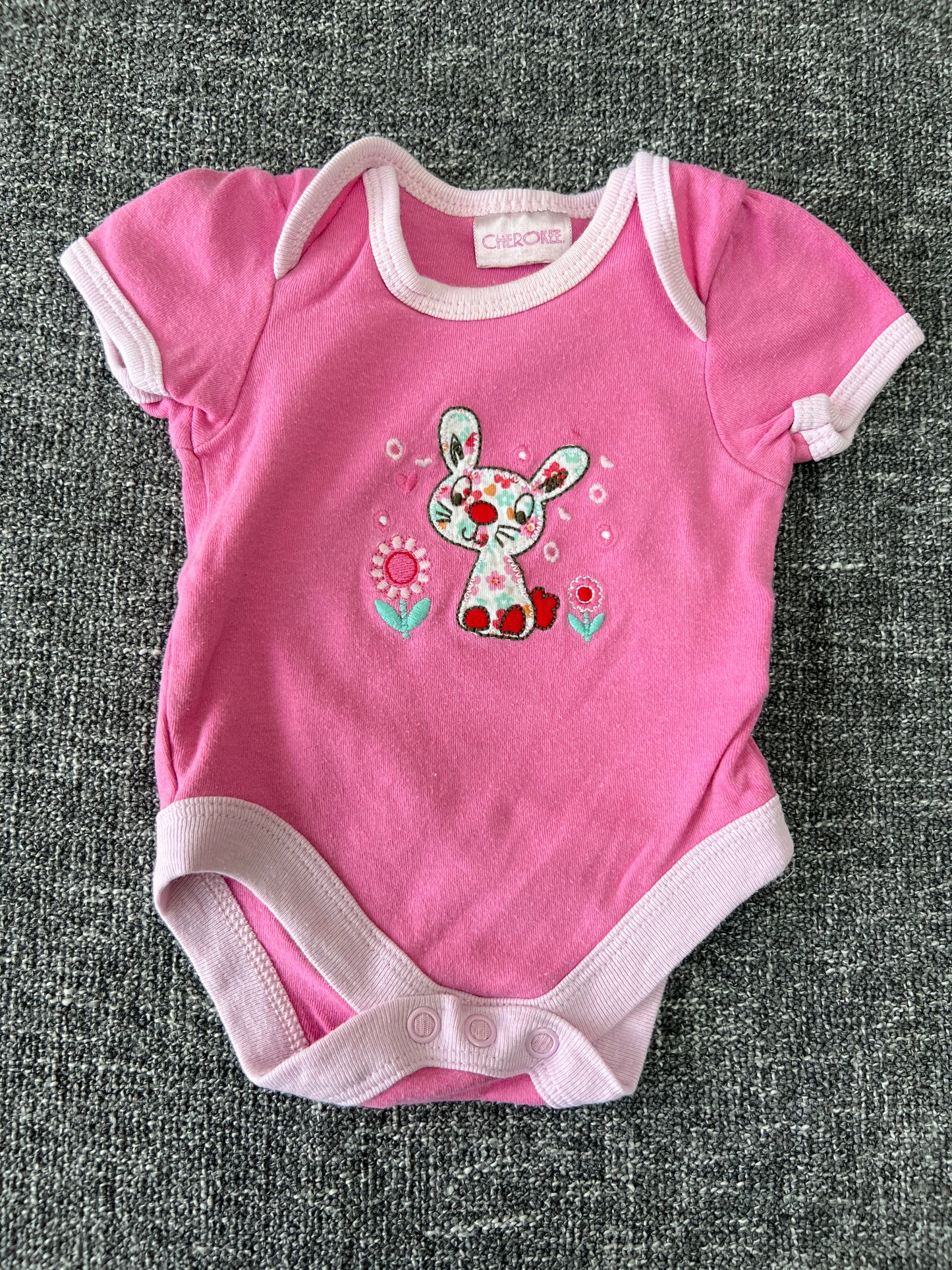 Girls Newborn  Pink Rabbit Short Sleeved Bodysuit