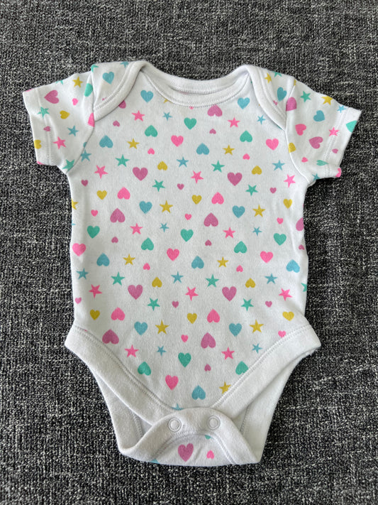 Girls Newborn Multi Coloured Heart & Star Short Sleeved Bodysuit