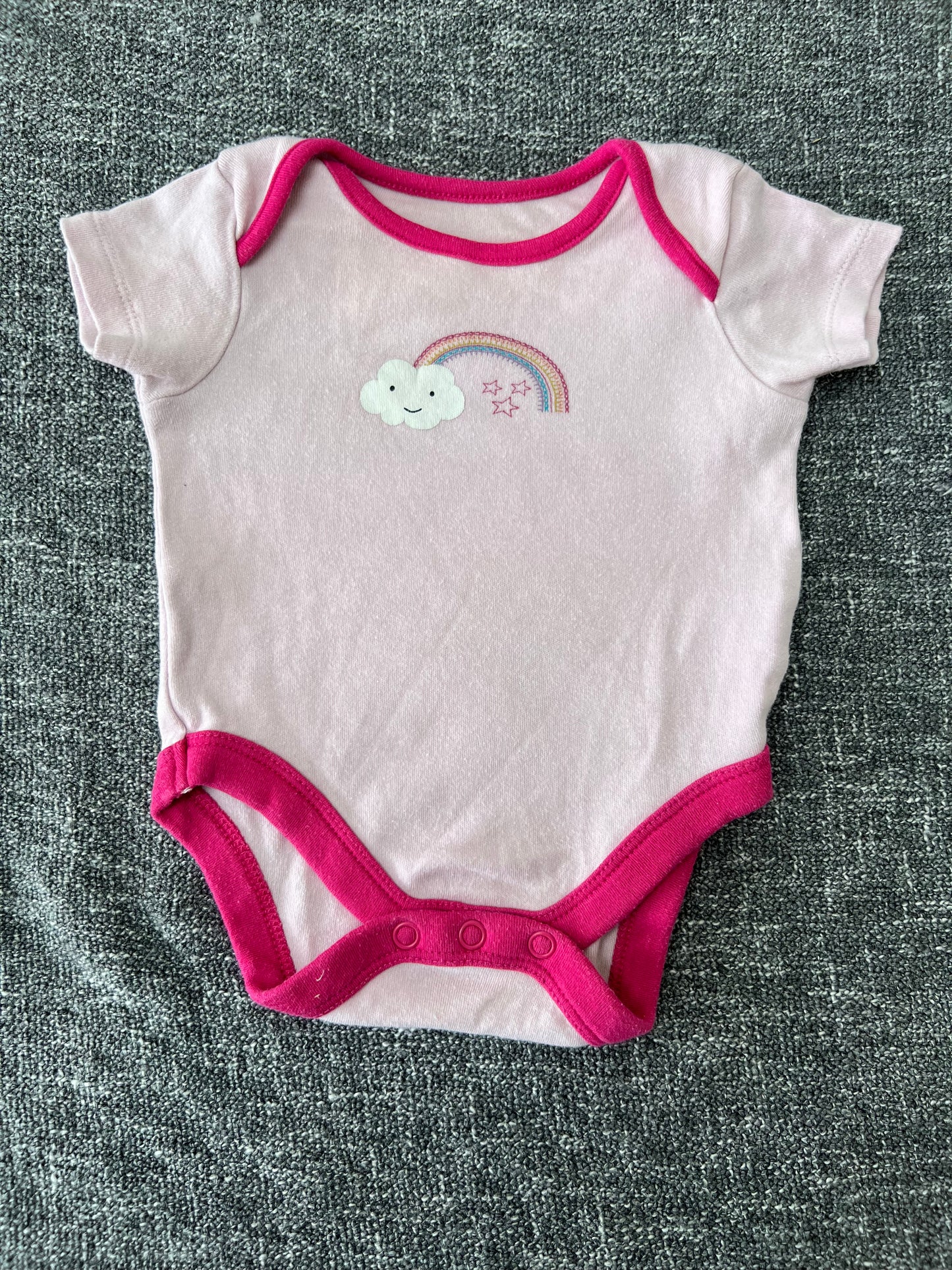 Girls Newborn Pink Cloud, Rainbow & Stars Short Sleeved Bodysuit