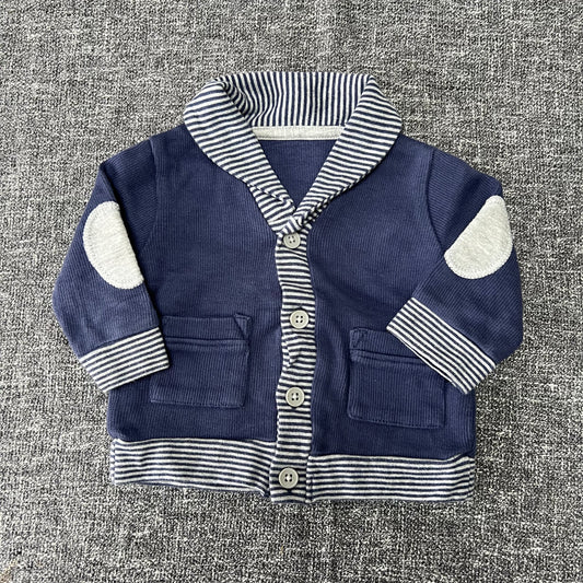 Boys 0-3 Month Blue & Grey Light Weight Cardigan