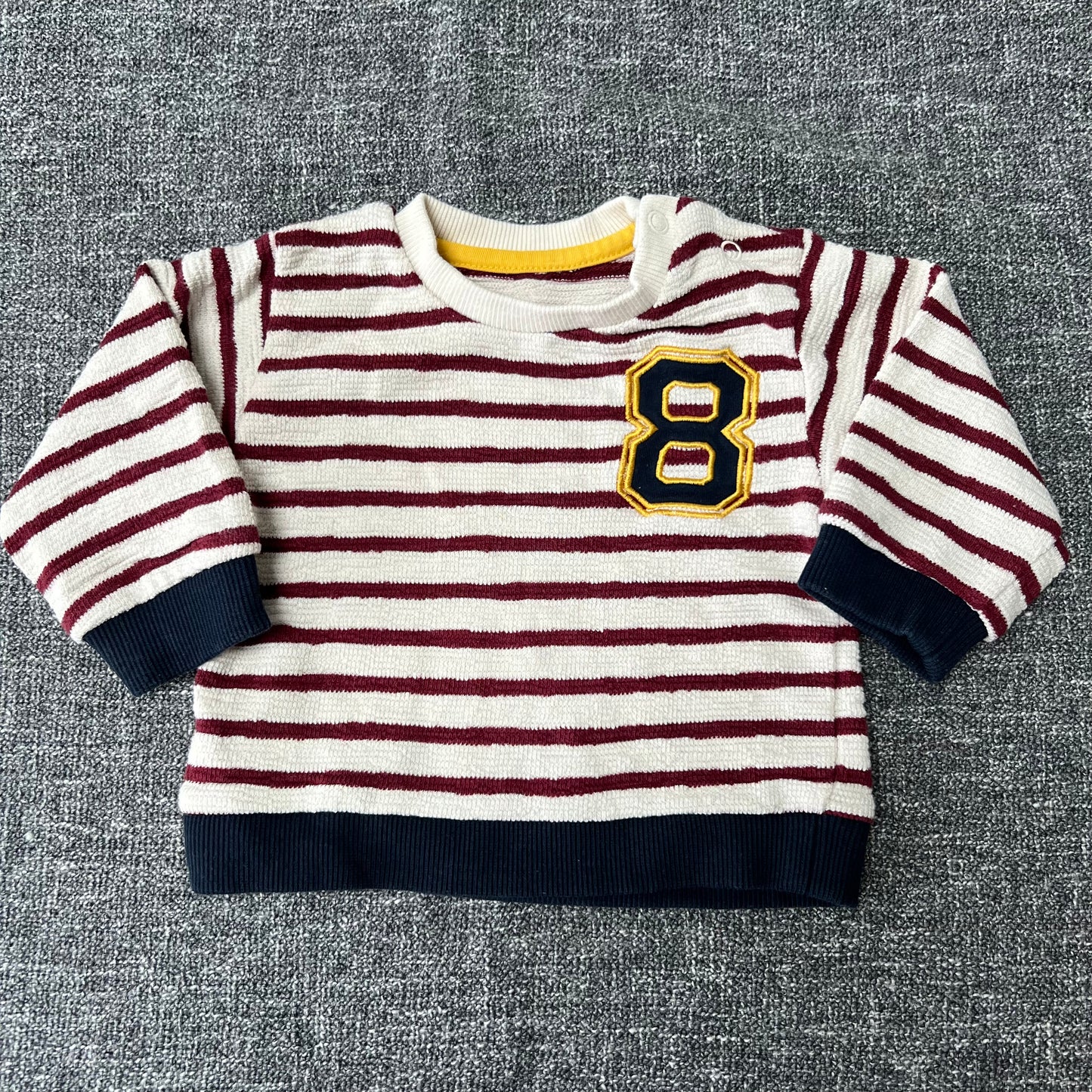 Boys 0-3 Month Red & Beige "8" Light Weight Jumper