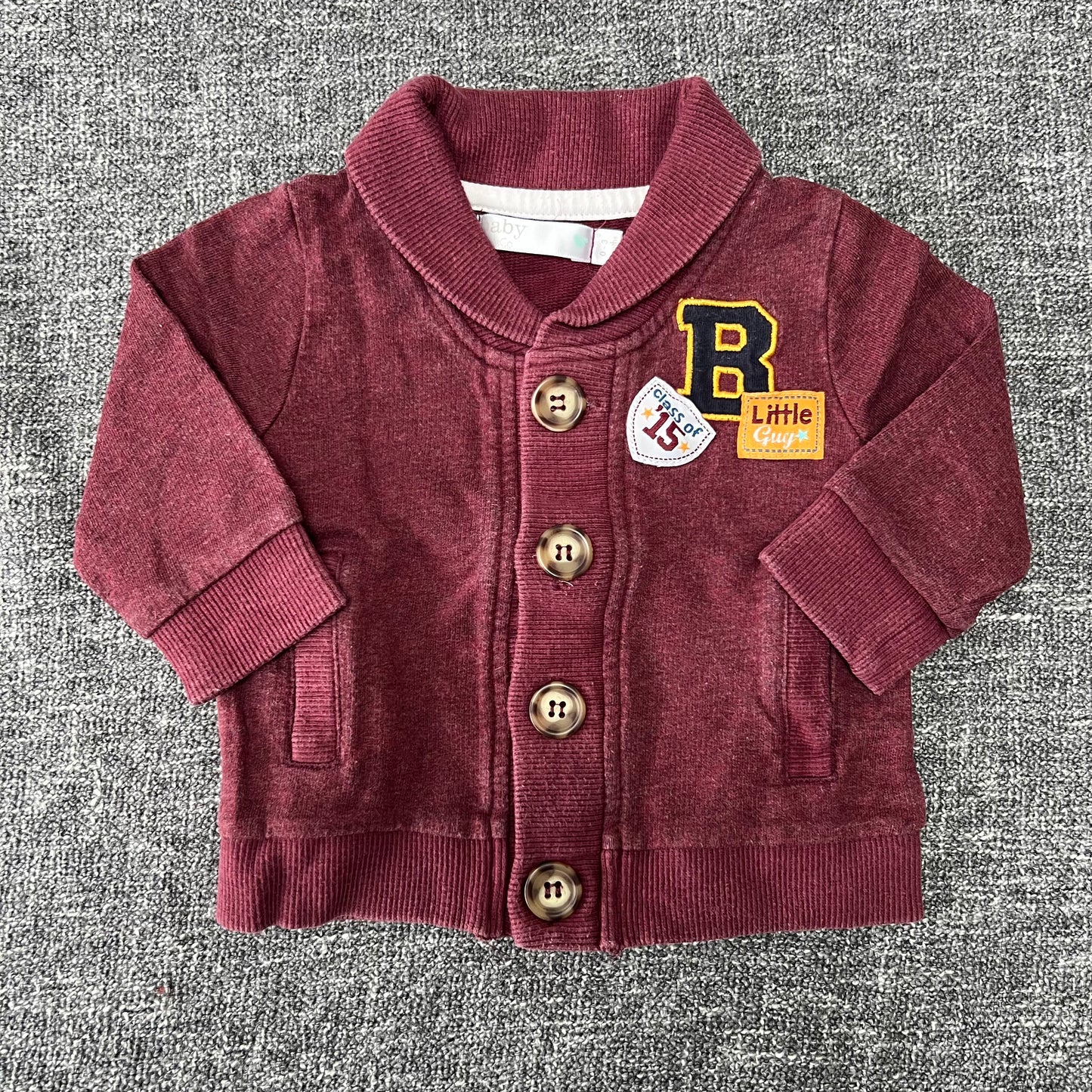 Boys 0-3 Month Burgundy Light Weight Cardigan