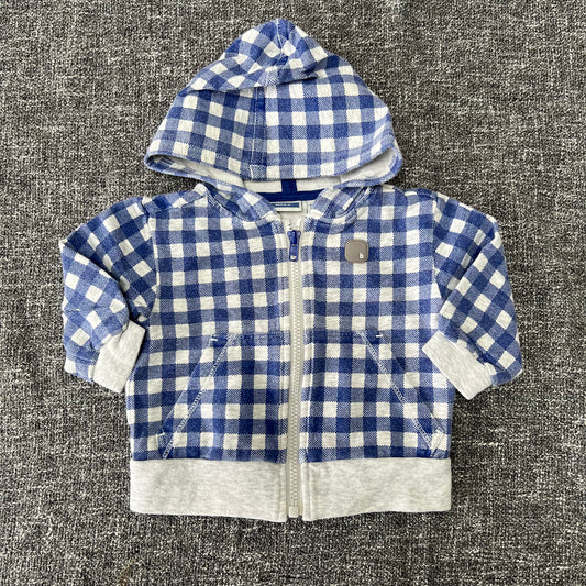 Boys 0-3 Month Blue & Grey Checked Hoodie