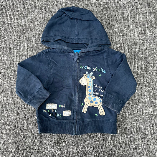 Boys 0-3 month "Spotty Giraffe" Blue Light Weight Hoodie