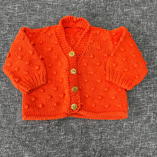 Boys 0-3 Month Orange Knitted Cardigan