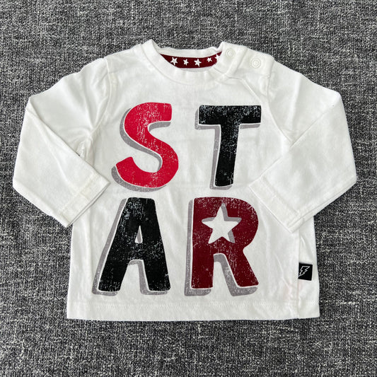 Boys 0-3 Month White "Star" Long Sleeved Top