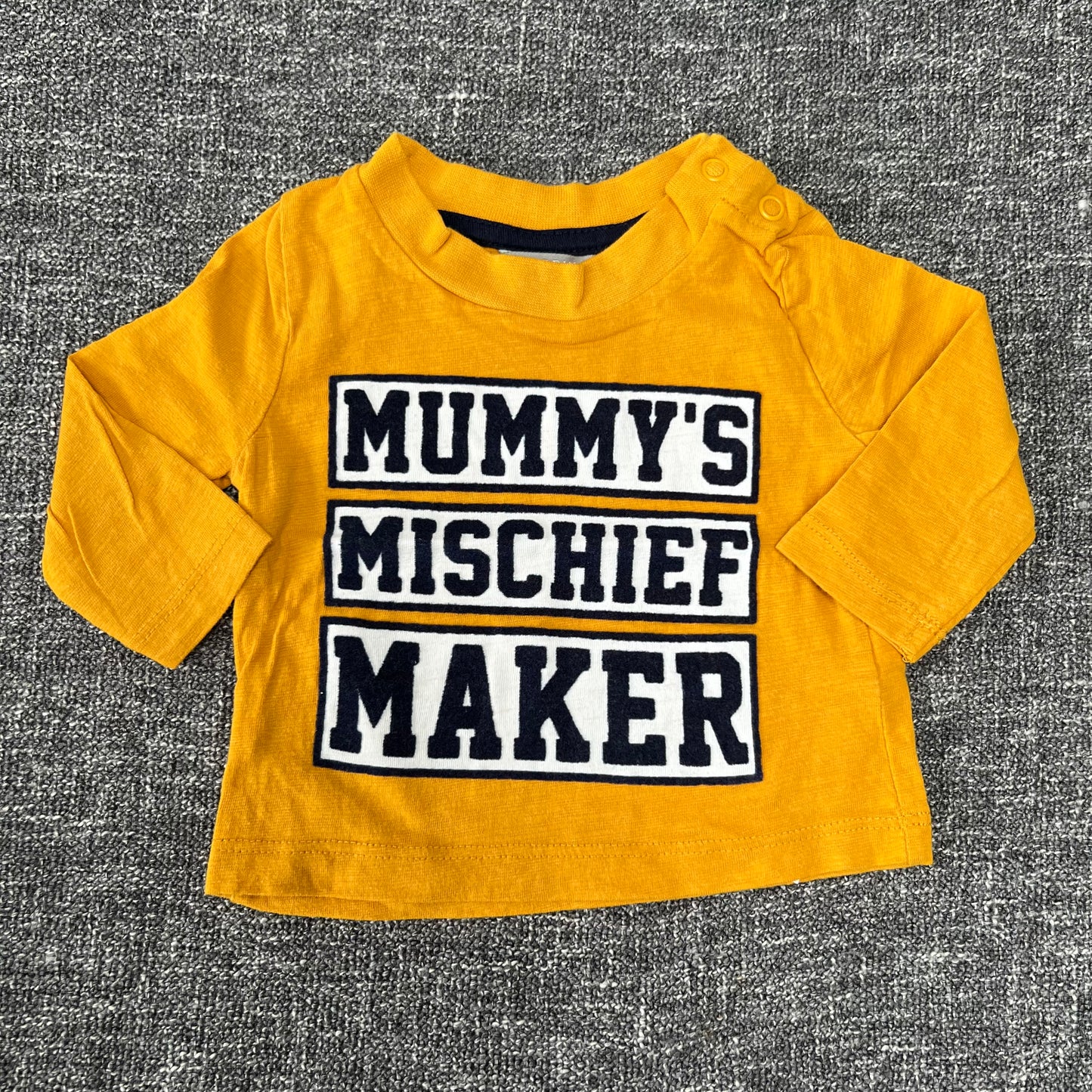 Boys 0-3 Month Yellow "Mummy's Mischief Maker