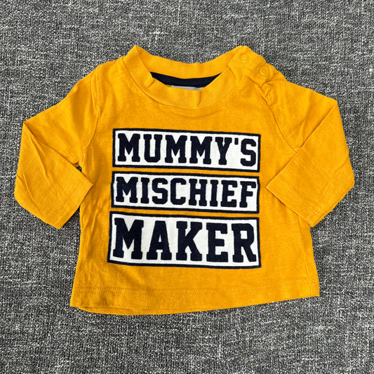 Boys 0-3 Month Yellow "Mummy's Mischief Maker