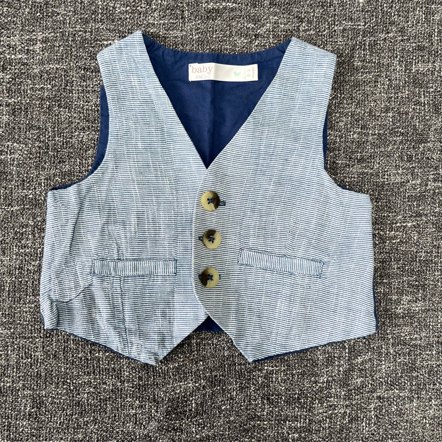 Boys 0-3 Month Light Blue 3 Button Waistcoat