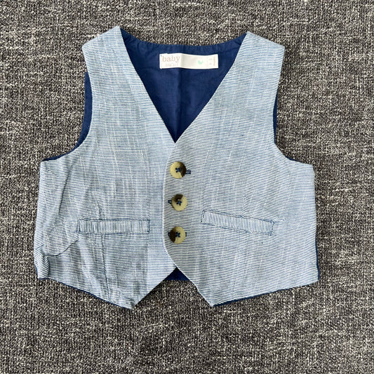 Boys 0-3 Month Light Blue 3 Button Waistcoat