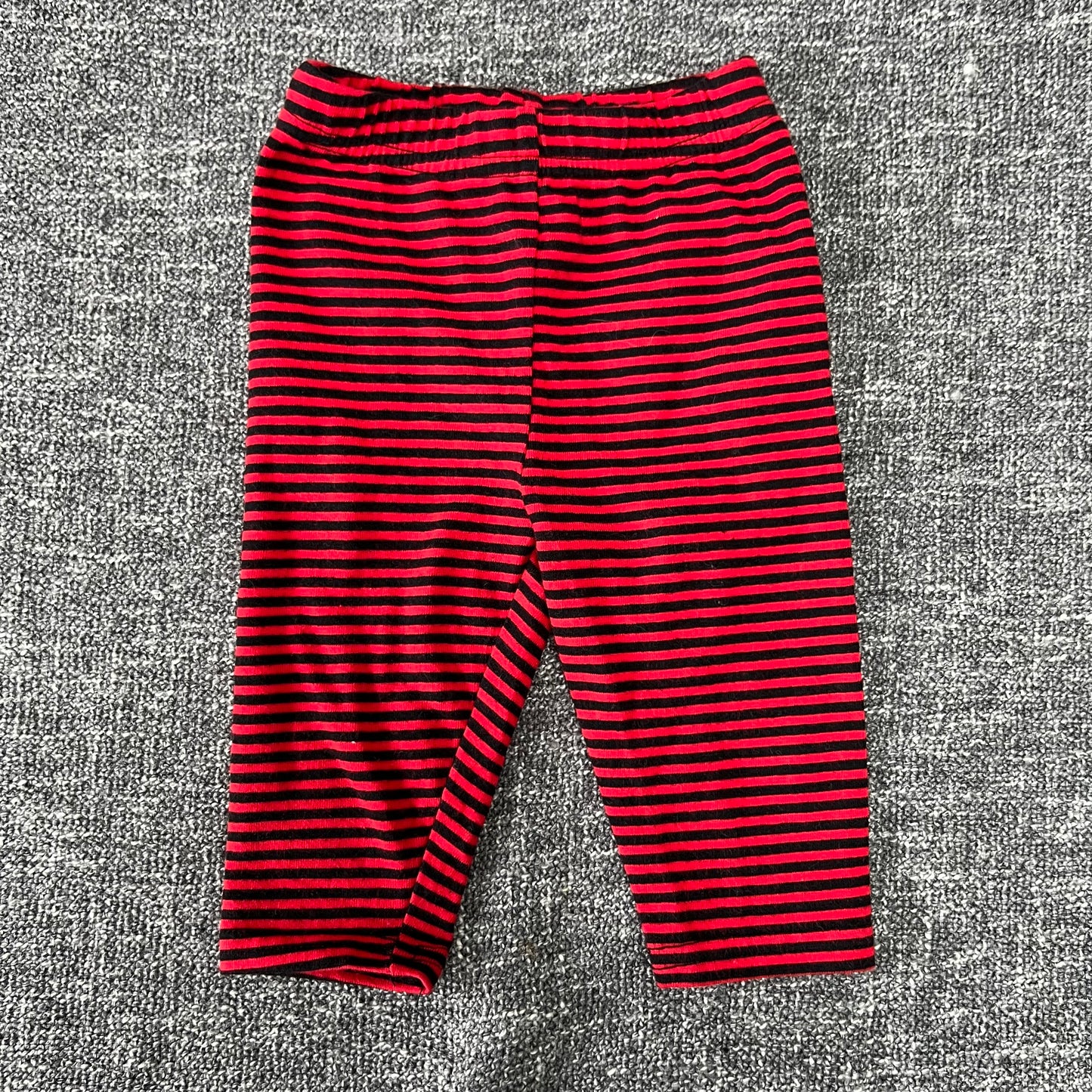 Boys 0-3 Month Red & Black Striped Leggings