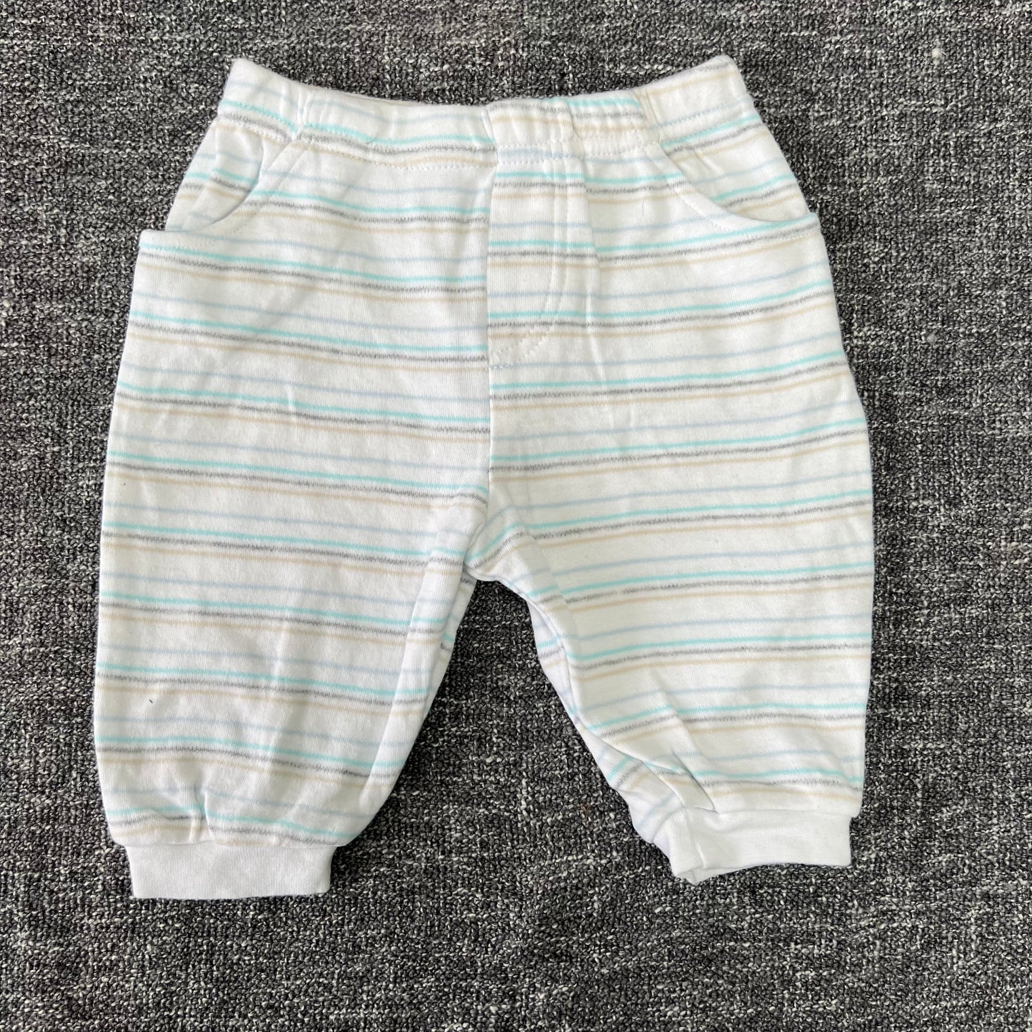 Boys 0-3 Month White Striped Light Weight Joggers