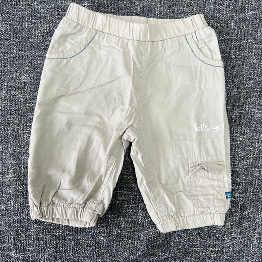 Boys 0-3 Months Beige Light Weight Trousers "Lets go"