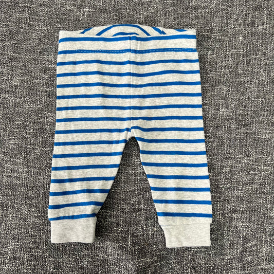 Boys 0-3 Month Blue & Grey Striped Leggings