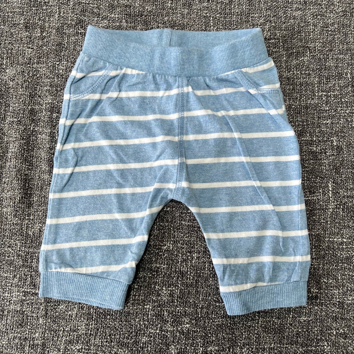 Boys 0-3 Month Blue & White Striped Light Weight Joggers