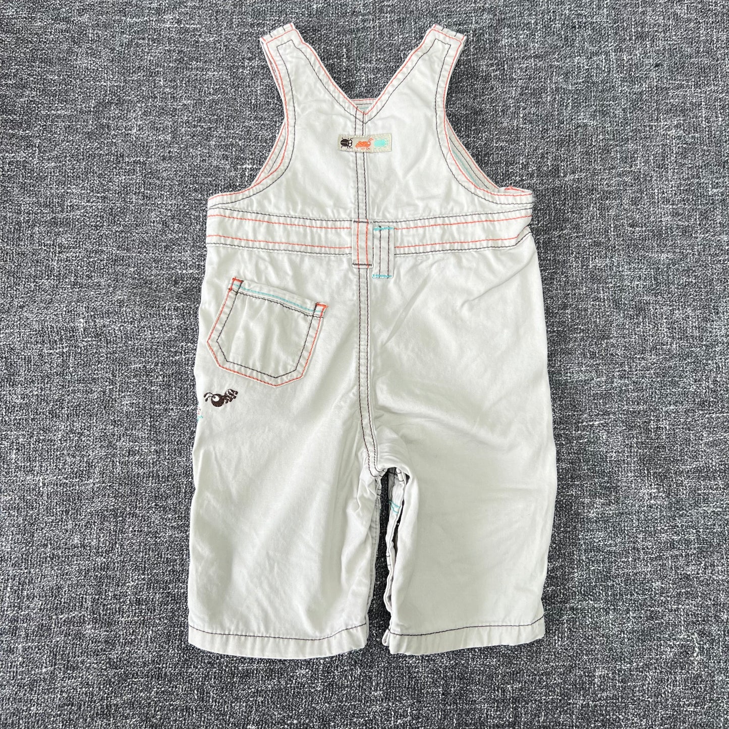 Boys 0-3 Month Beige "Little Bug Collector" Light Weight Dungarees