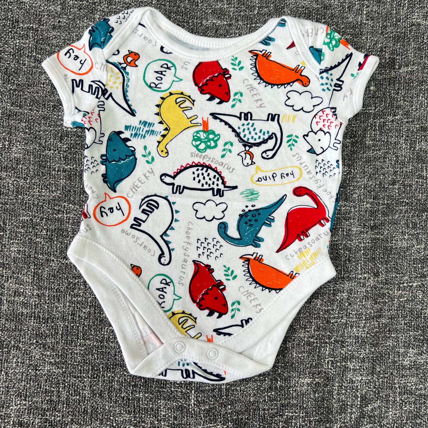 Boys 0-3 Month Dinosaur Short Sleeved Bodysuit