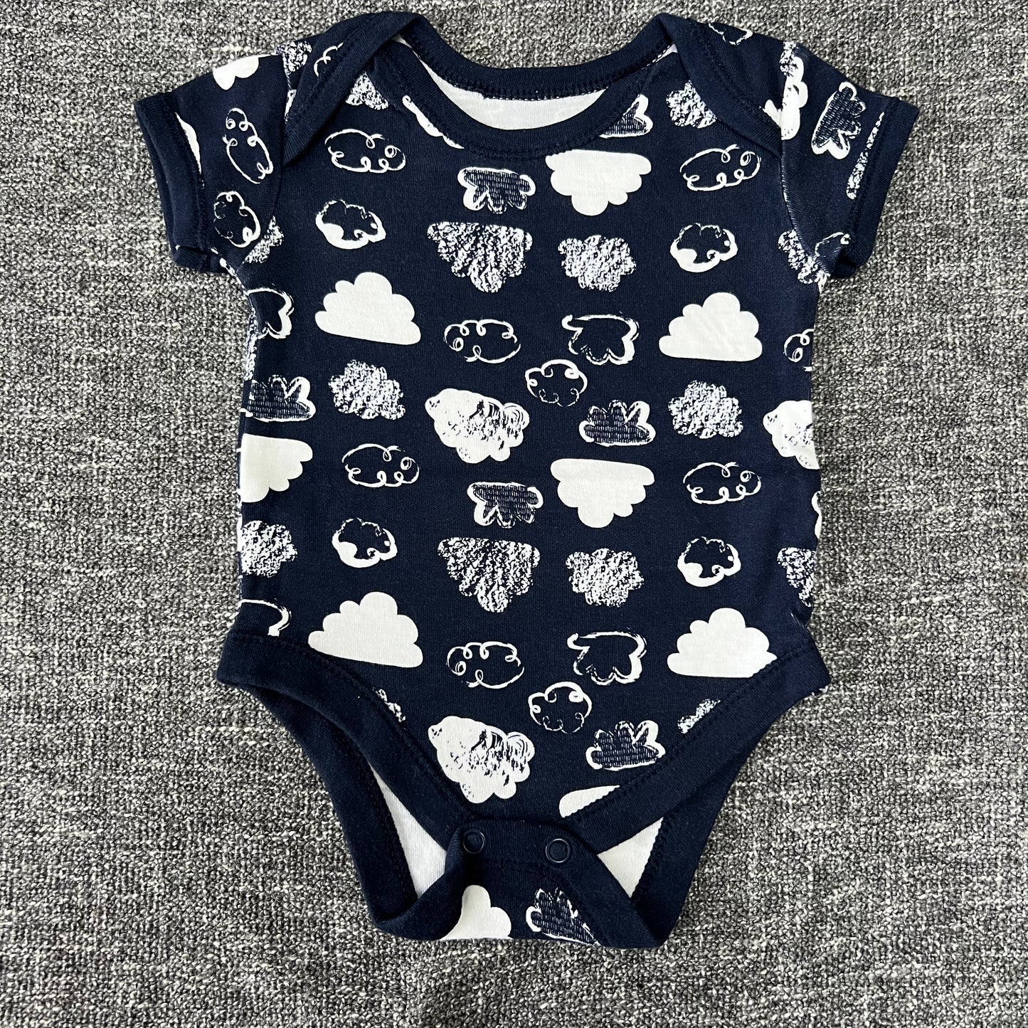 Boys 0-3 Month Blue Cloud Short Sleeved Bodysuit