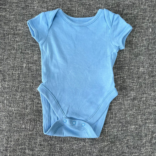 Boys 0-3 Month Plain Blue Short Sleeved Bodysuit