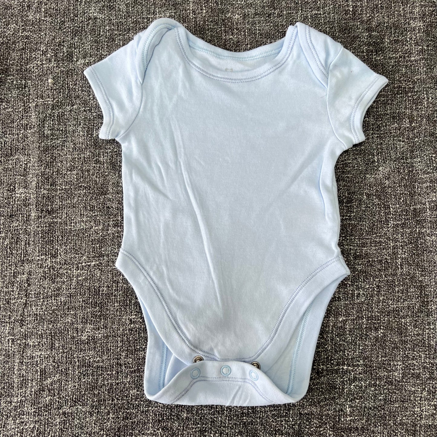 Boys 0-3 Month Plain Light Blue Short Sleeved Bodysuit