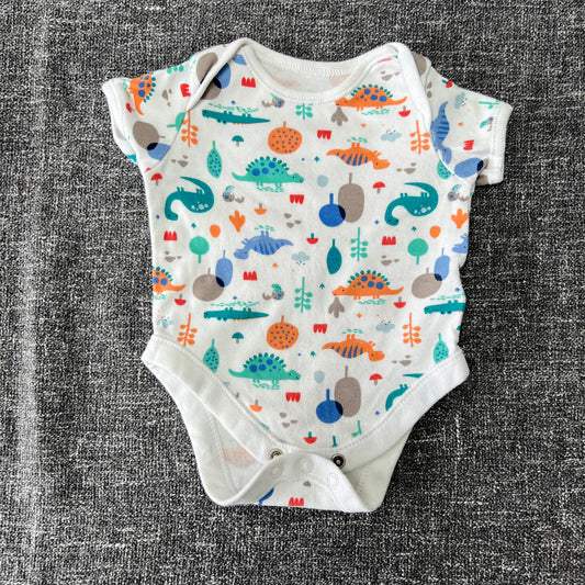 Boys 0-3 Month Dinosaur Short Sleeved Bodysuit