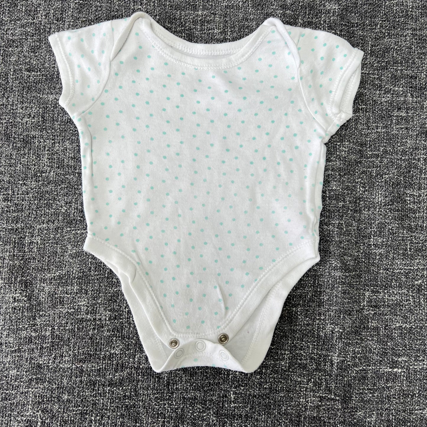 Boys 0-3 Month White with Green Spots Short Sleeved Bodysuit