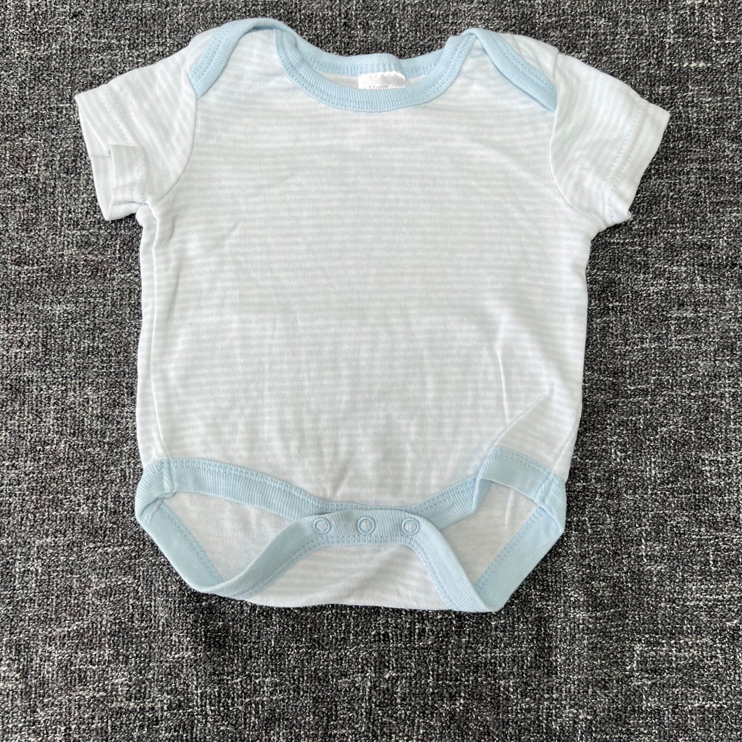 Boys 0-3 Month Blue & White Striped Short Sleeved Bodysuit