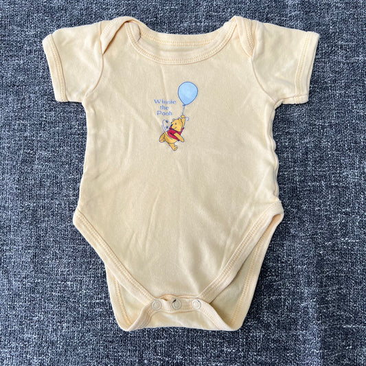 Unisex 0-3 Yellow Disney "Winnie The Pooh" Short Sleeved Bodysuit