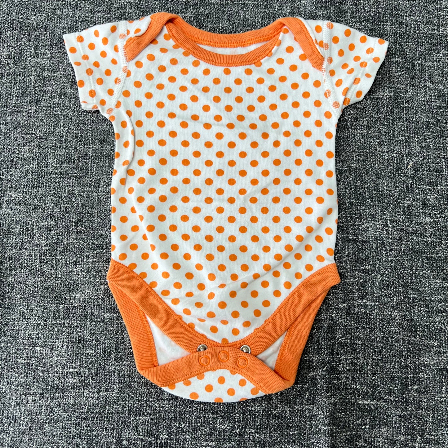 Boys 0-3 Month White With Orange Spots Short Sleeved Bodysuit