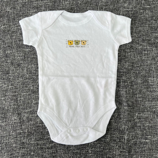 Boys 0-3 Month White "Three little bears" Short Sleeved Bodysuit