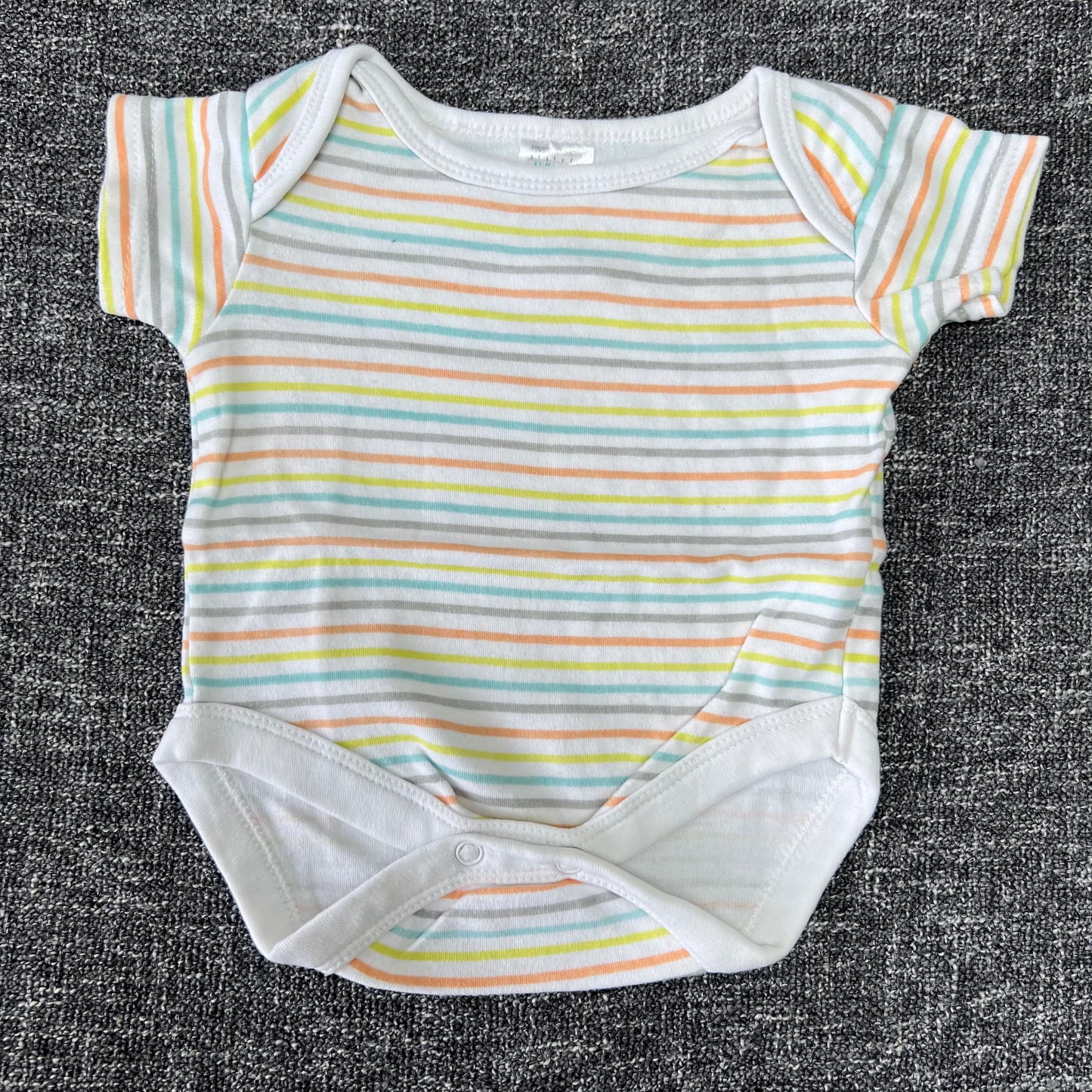 Boys 0-3 Month White Striped Short Sleeved Bodysuit