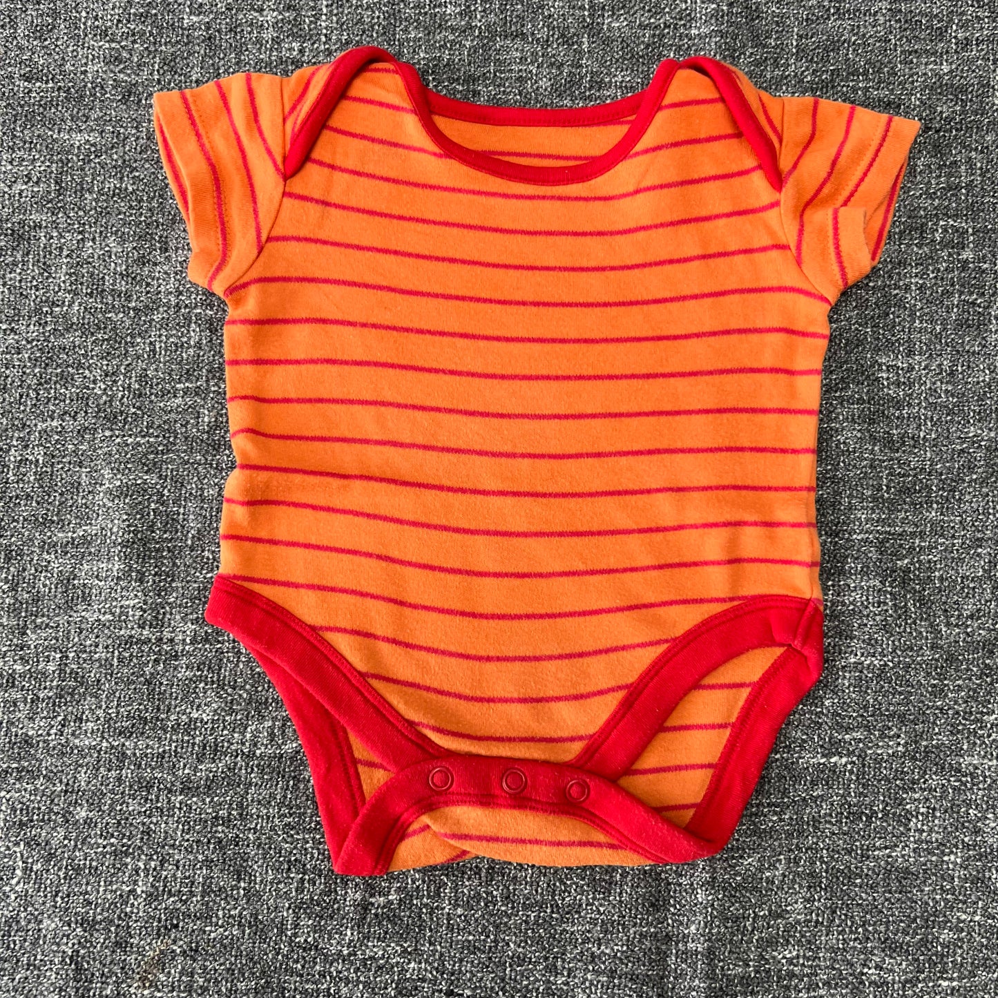 Boys 0-3 Month Orange & Red Striped Short Sleeved Bodysuit