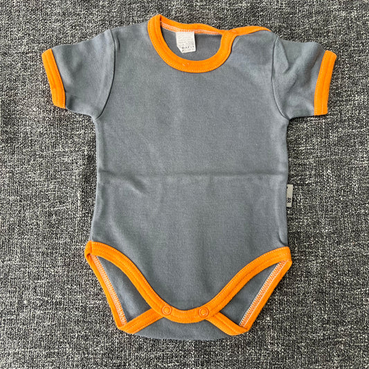 Boys 0-3 Month Grey & Orange Short Sleeved Bodysuit