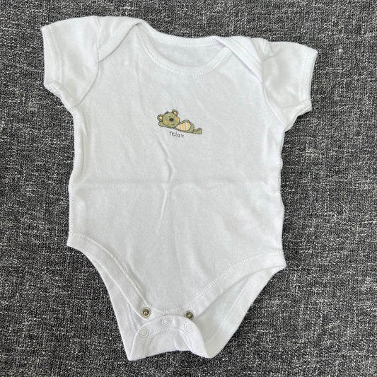 Boys 0-3 Month White "Relax" Short Sleeved Bodysuit